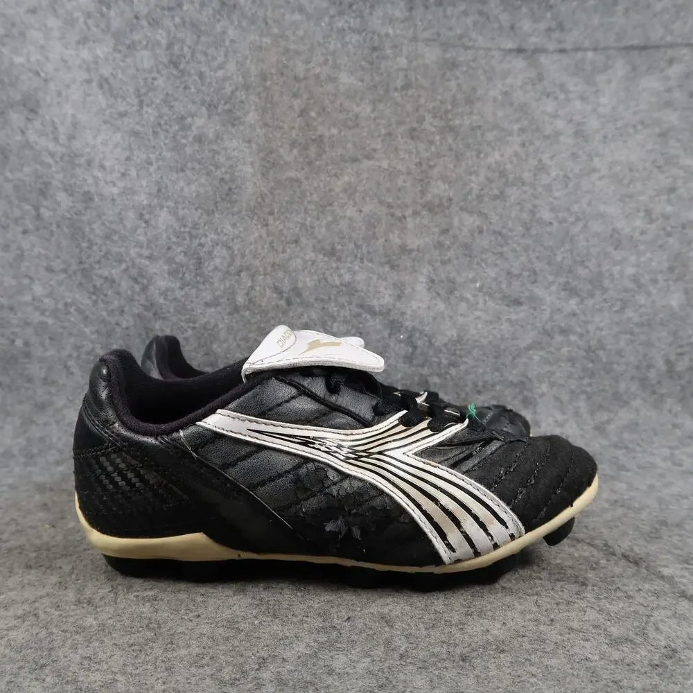 Diadora Shoes Kids 1 Soccer Cleats Athletic Youth Sport Lace Up Black White